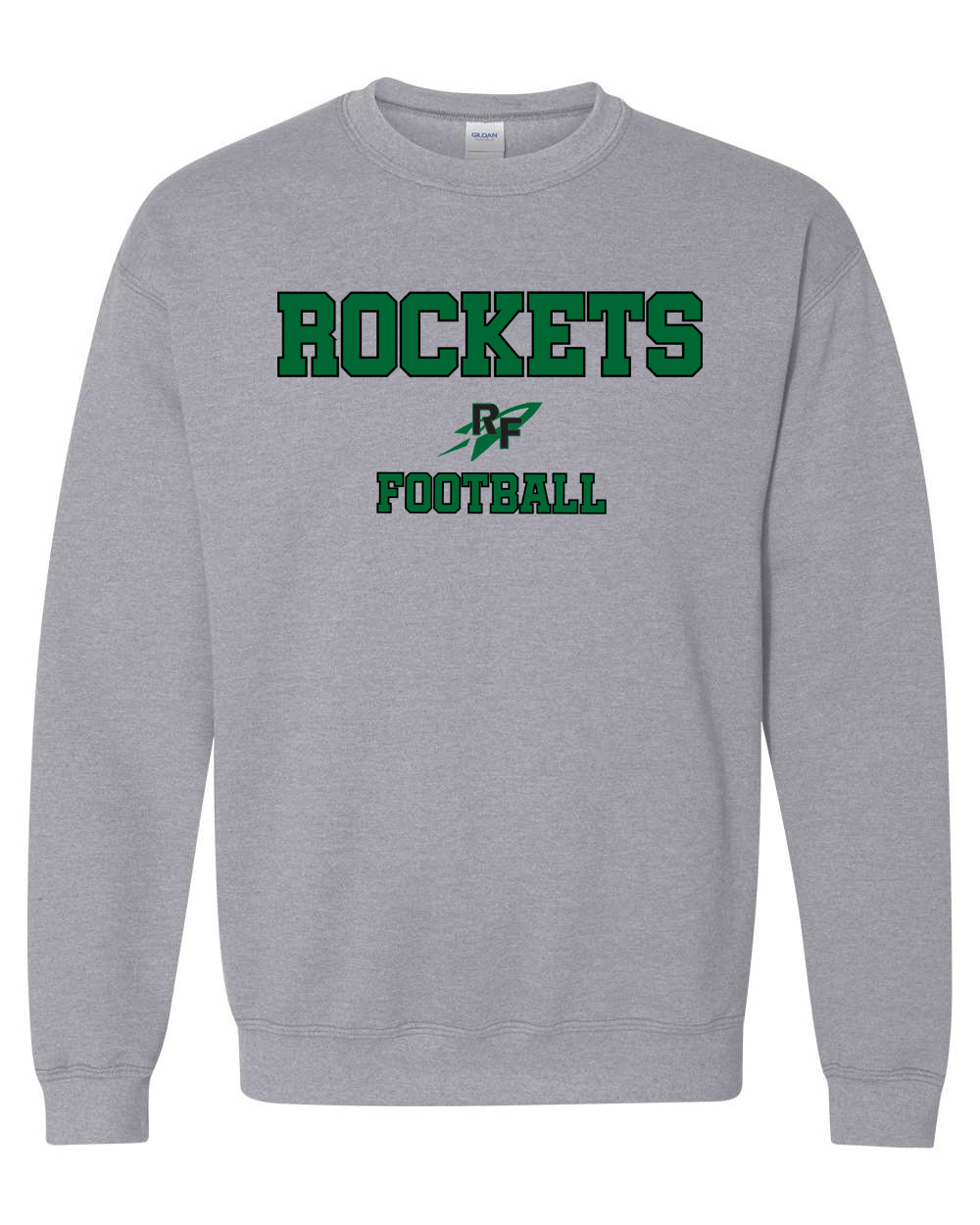 Rock Falls Rockets Logo Football Crewneck Sweatshirt | RFHS Spirit Wear
