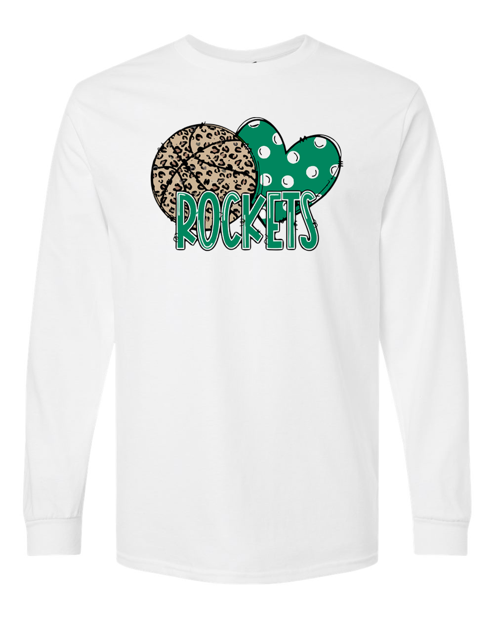 Rock Falls Rockets Heart Basketball Long Sleeve Shirt | RFHS Spirit Wear