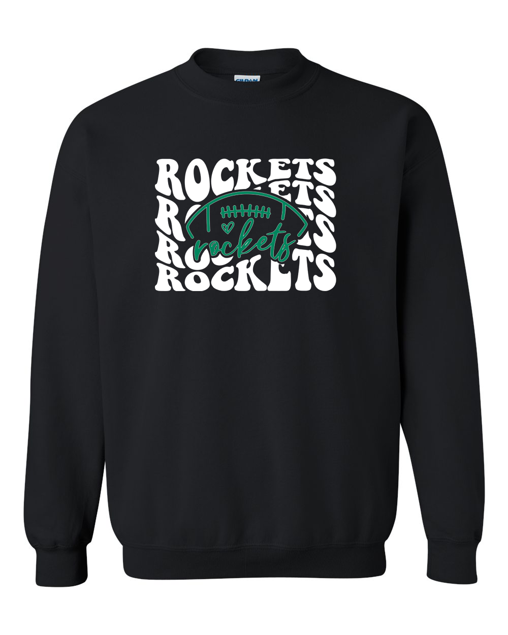 Rock Falls Rockets Football Groovy Repeating Crewneck Sweatshirt | RFHS Spirit Wear