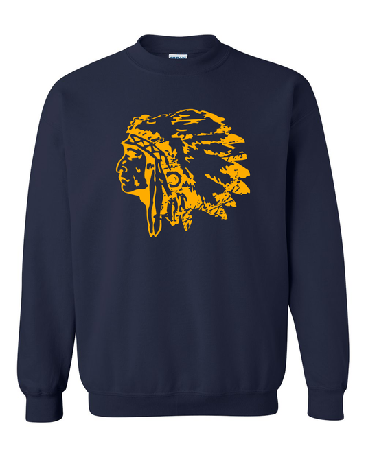 Distressed Warriorhead GLD Crewneck Sweatshirt | SHS Spirit Wear