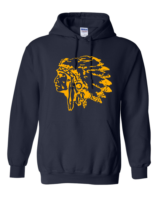 Distressed Warriorhead GLD Hoodie | SHS Spirit Wear
