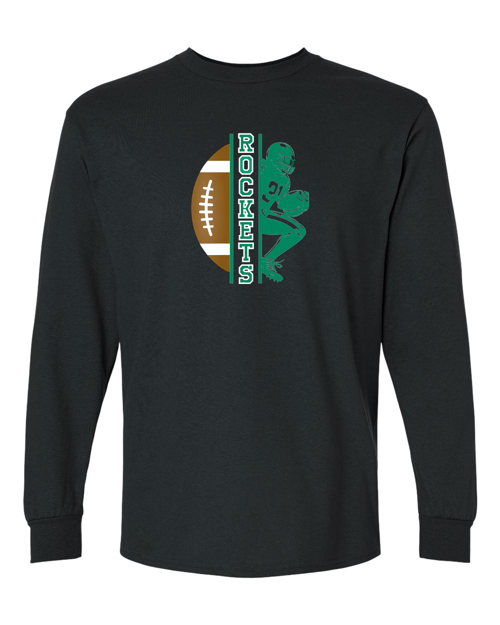 Football Player Rockets Long Sleeve Shirt | RFHS Spirit Wear