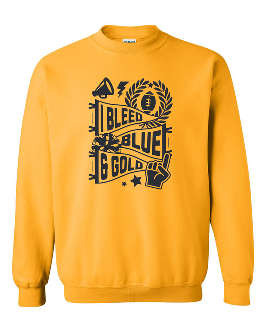 I Bleed Blue & Gold Sterling Warrior Crewneck Sweatshirt | SHS Spirit Wear