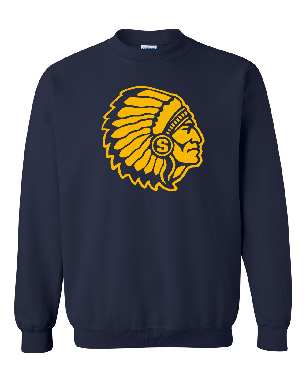 Gold Warrior Head Crewneck Sweatshirt | SHS Spirit Wear