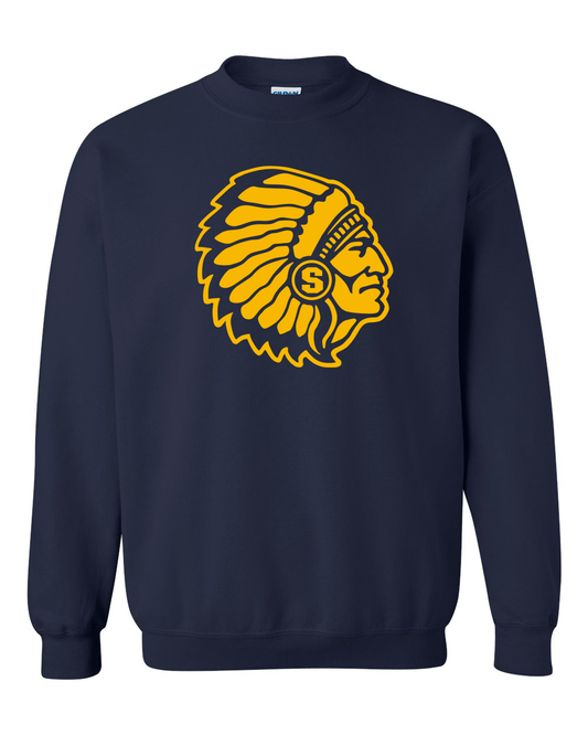 Gold Warrior Head Crewneck Sweatshirt | SHS Spirit Wear