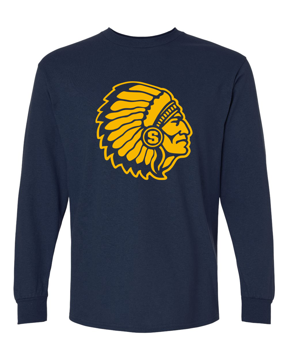 Gold Warrior Head Long Sleeve Shirt | SHS Spirit Wear