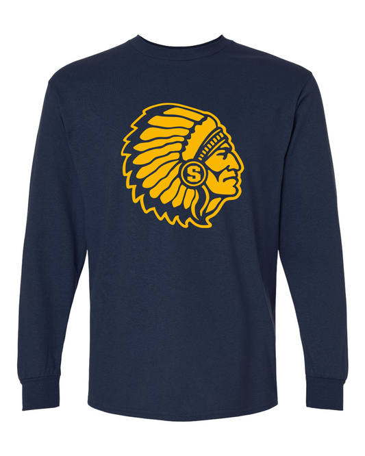 Gold Warrior Head Long Sleeve Shirt | SHS Spirit Wear