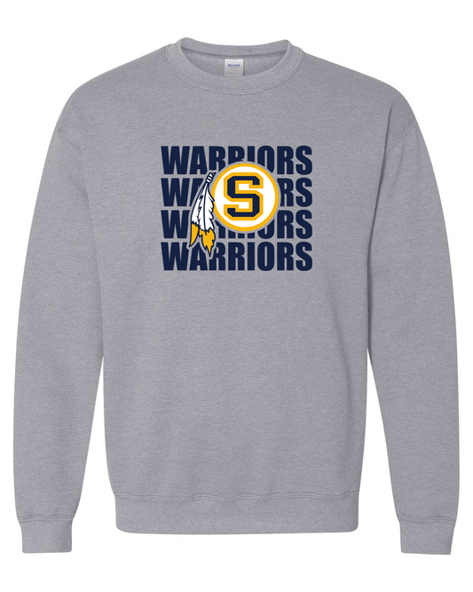 Warriors Repeat Sterling S Logo Crewneck Sweatshirt | SHS Spirit Wear