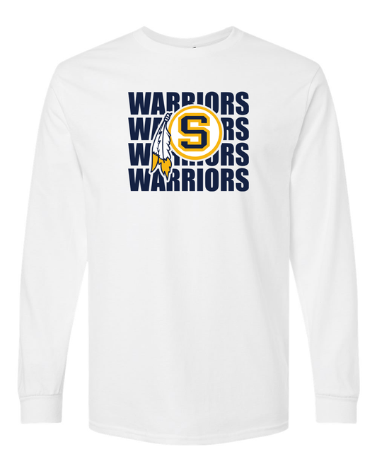 Warriors Repeat Sterling S Logo Long Sleeve Shirt | SHS Spirit Wear