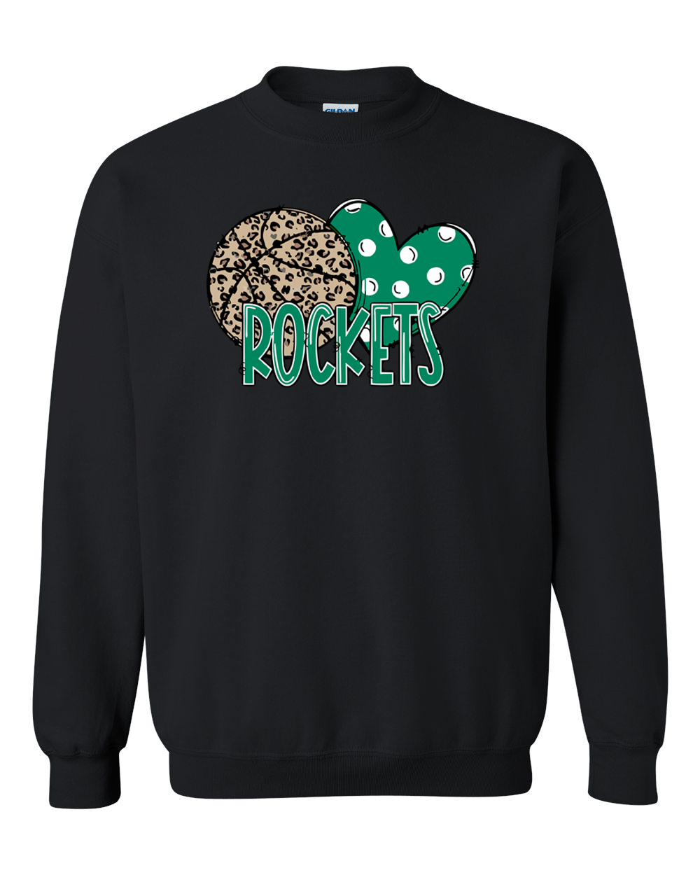 Rock Falls Rockets Heart Basketball Crewneck Sweatshirt | RFHS Spirit Wear