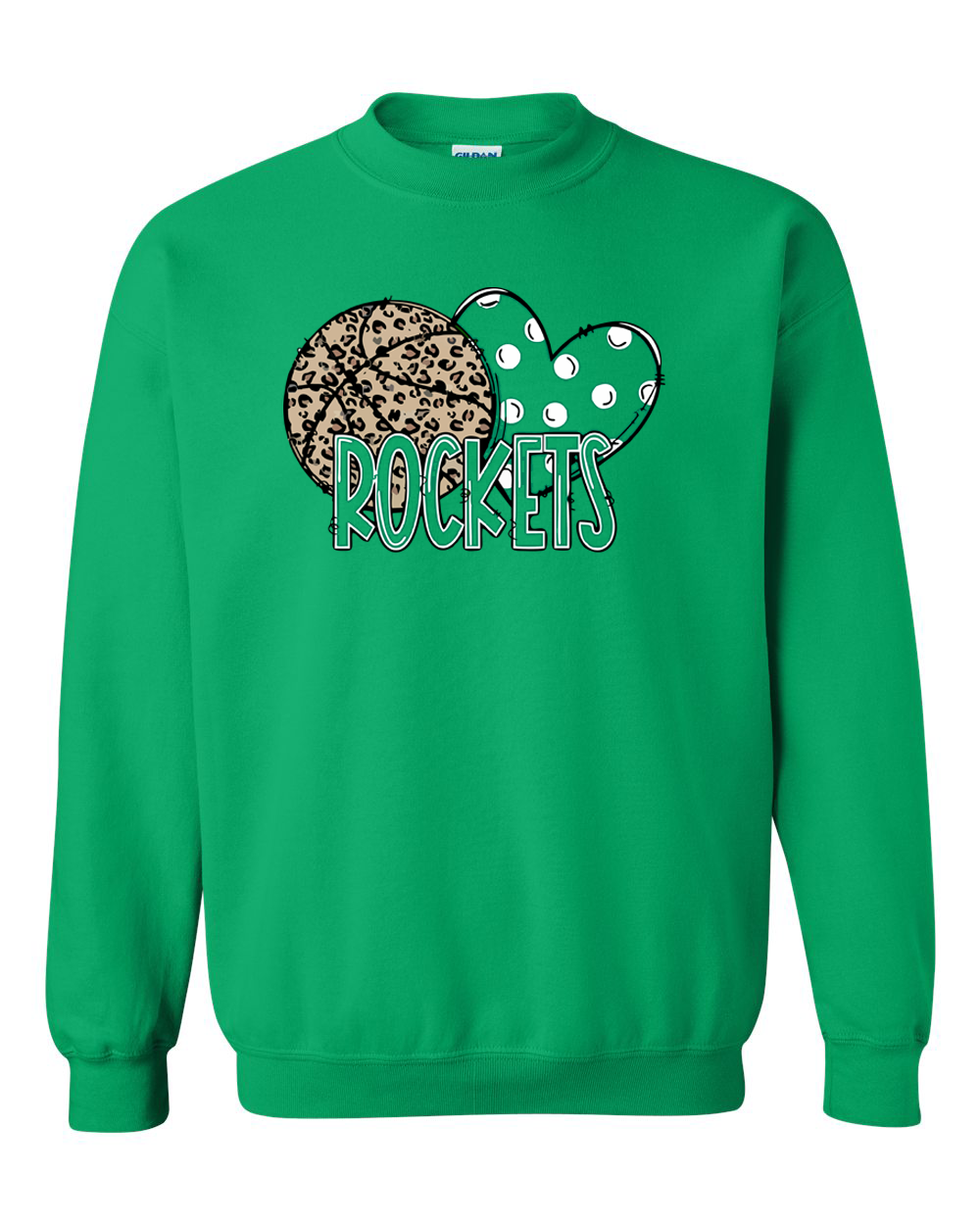 Rock Falls Rockets Heart Basketball Crewneck Sweatshirt | RFHS Spirit Wear