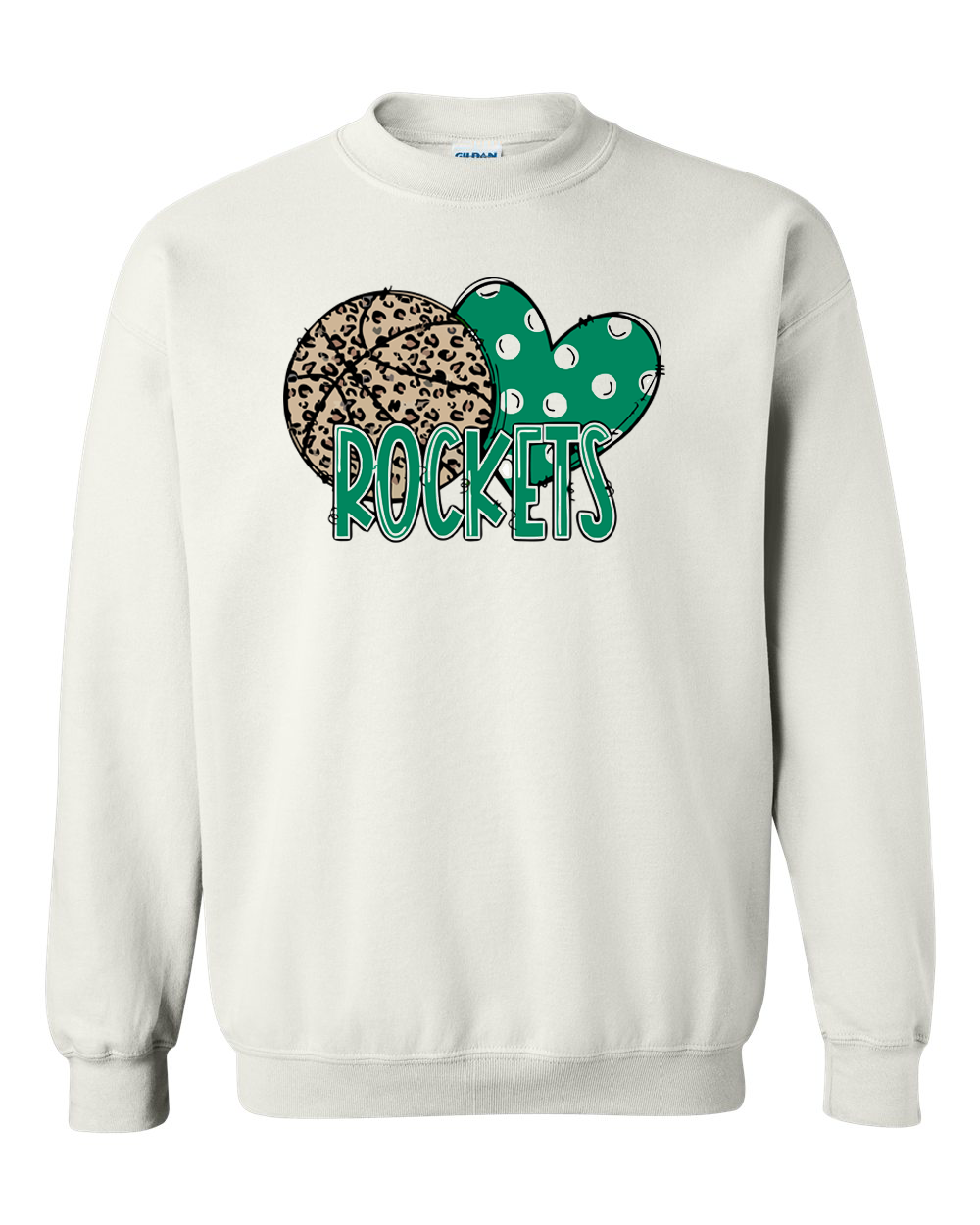 Rock Falls Rockets Heart Basketball Crewneck Sweatshirt | RFHS Spirit Wear