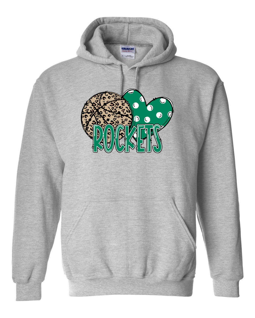 Rock Falls Rockets Heart Basketball Hoodie | RFHS Spirit Wear