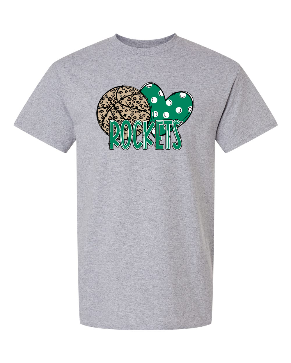 Rock Falls Rockets Heart Basketball T-Shirt | RFHS Spirit Wear