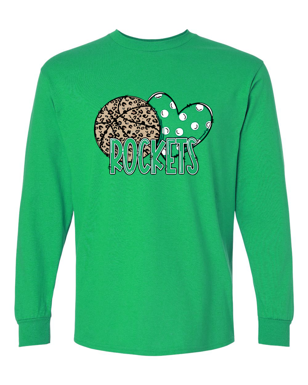 Rock Falls Rockets Heart Basketball Long Sleeve Shirt | RFHS Spirit Wear