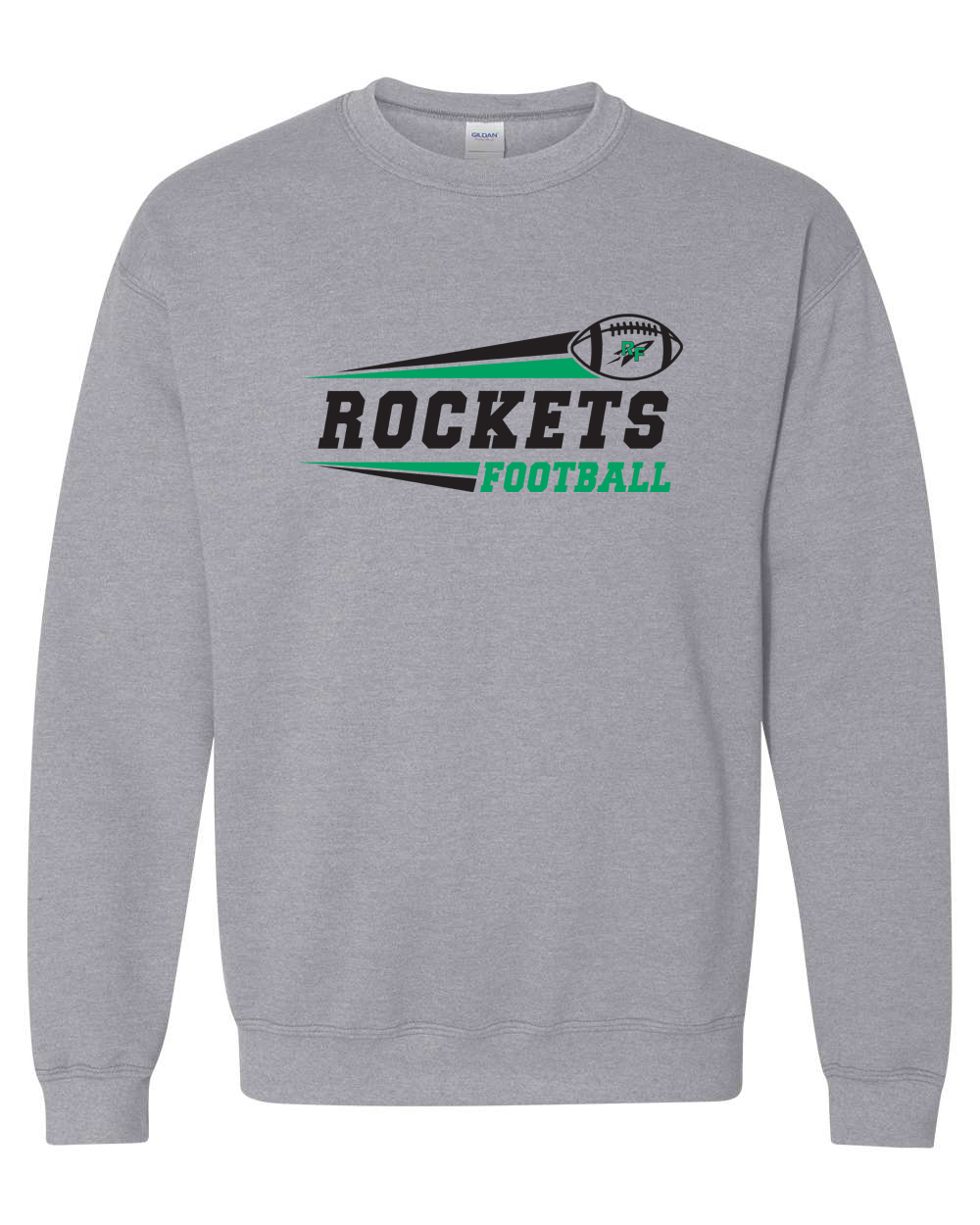 Rock Falls Rockets Flying Football Crewneck Sweatshirt | RFHS Spirit Wear