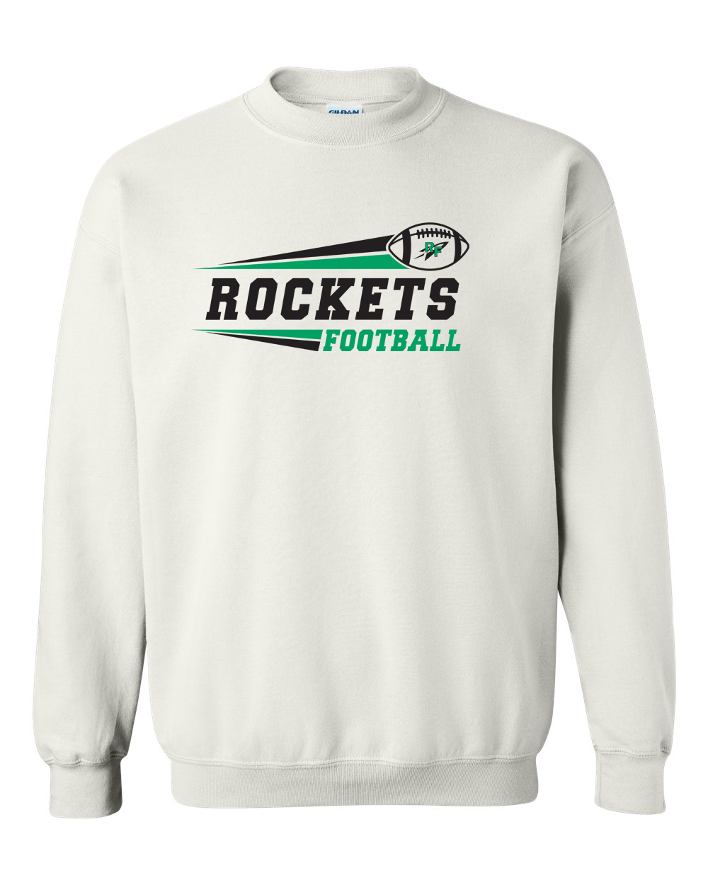 Rock Falls Rockets Flying Football Crewneck Sweatshirt | RFHS Spirit Wear