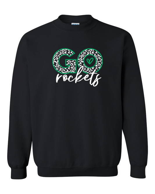 Go Rockets Rock Falls Cheetah Print Crewneck Sweatshirt | RFHS Spirit Wear