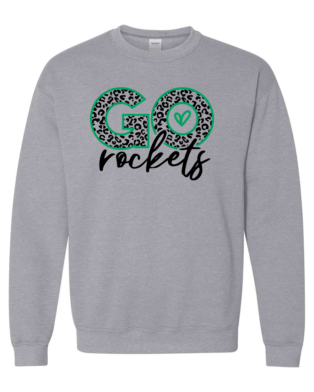 Go Rockets Rock Falls Cheetah Print Crewneck Sweatshirt | RFHS Spirit Wear