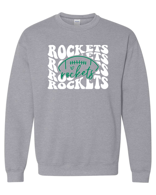 Rock Falls Rockets Football Groovy Repeating Crewneck Sweatshirt | RFHS Spirit Wear