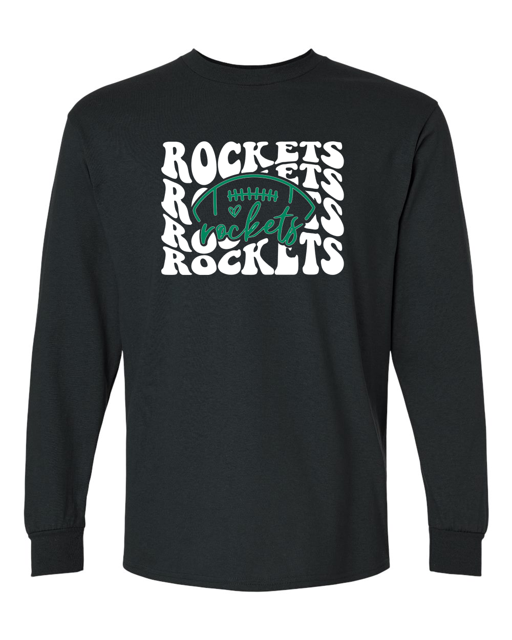 Rock Falls Rockets Football Groovy Repeating Long Sleeve Shirt | RFHS Spirit Wear