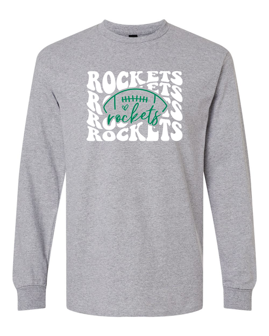 Rock Falls Rockets Football Groovy Repeating Long Sleeve Shirt | RFHS Spirit Wear