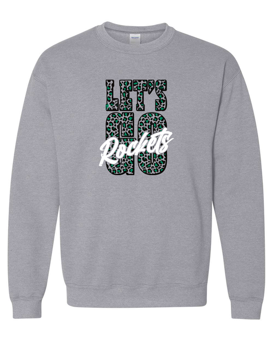 Cheetah Let's Go Rockets Rock Falls Crewneck Sweatshirt | RFHS Spirit Wear